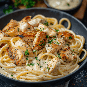 Spaghetti With Creamy Chicken Alfredo